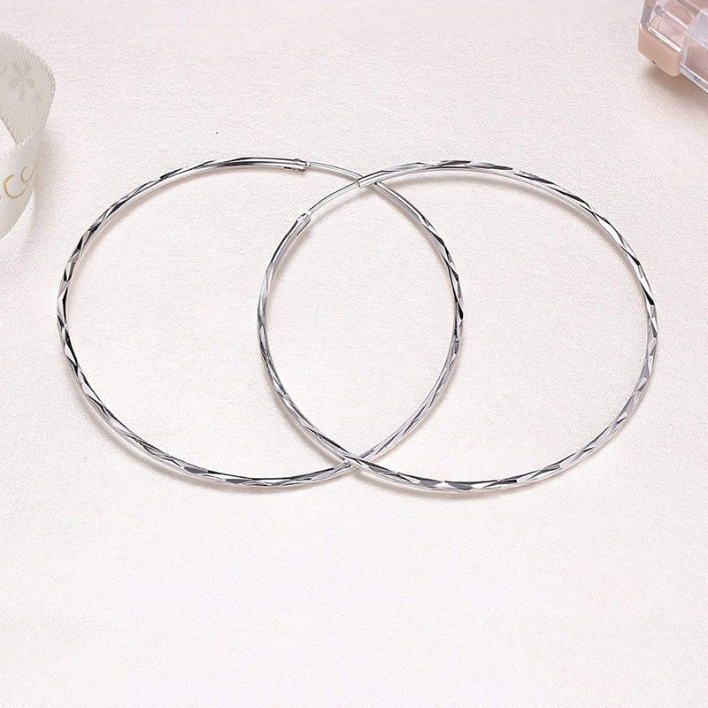 POPLYKE 925 Sterling Silver Circle Endless Hoop Earrings for Women (60MM Hoop Earrings) - Image 5